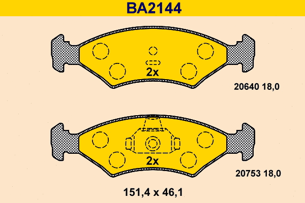 Kit de plaquettes de frein, frein à disque BARUM BA2144