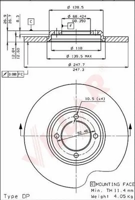 Disque de frein VILLAR 628.1552