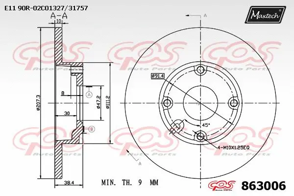 Disque de frein MAXTECH 863006