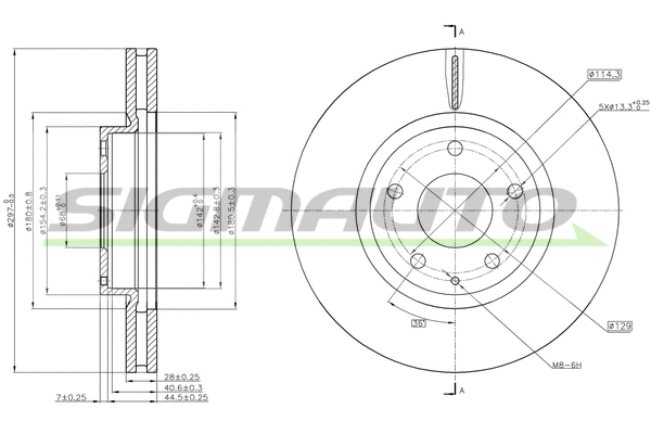 Disque de frein SIGMAUTO DBC463V