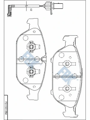Kit de plaquettes de frein, frein à disque FBK FD15018M
