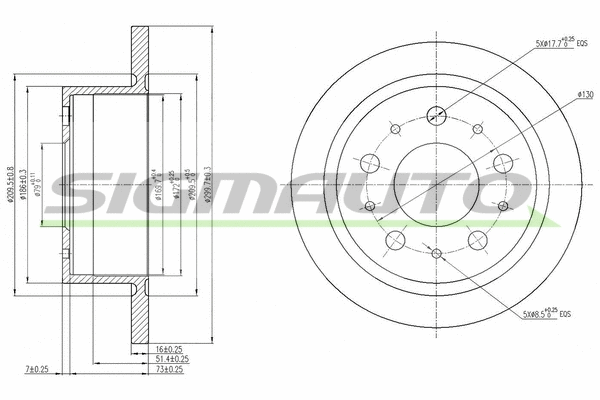 Disque de frein SIGMAUTO DBB823S