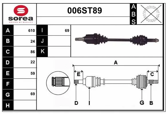 Arbre de transmission STARTCAR 006ST89