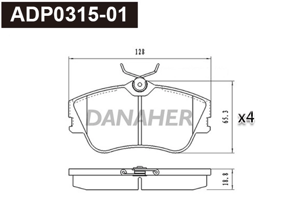 Kit de plaquettes de frein, frein à disque DANAHER ADP0315-01