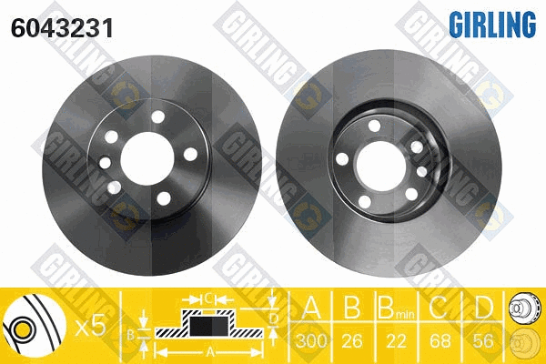 Disque de frein GIRLING 6043231
