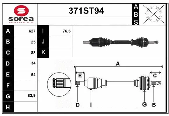 Arbre de transmission STARTCAR 371ST94