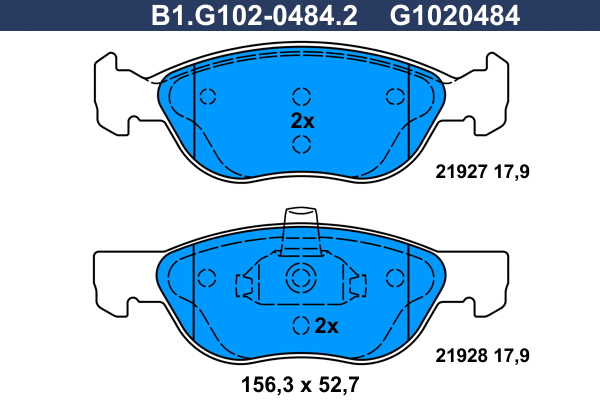 Kit de plaquettes de frein, frein à disque GALFER B1.G102-0484.2