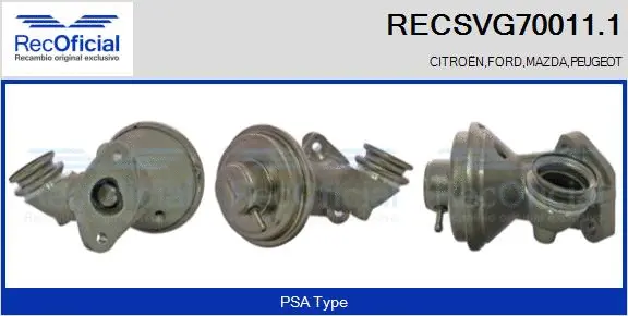 Vanne EGR RECOFICIAL RECSVG70011.1