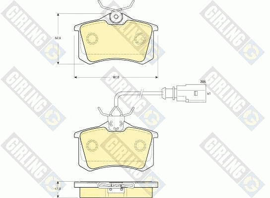 Kit de plaquettes de frein, frein à disque GIRLING 6114151