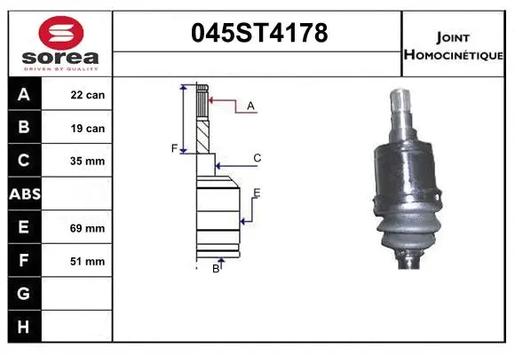 Jeu de joints, arbre de transmission STARTCAR 045ST4178