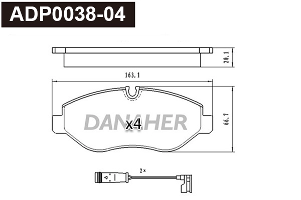 Kit de plaquettes de frein, frein à disque DANAHER ADP0038-04