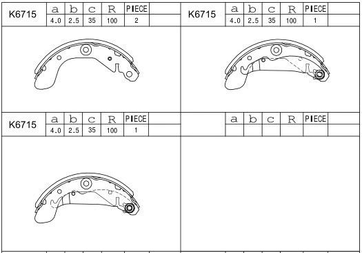 Jeu de mâchoires de frein ASIMCO K6715