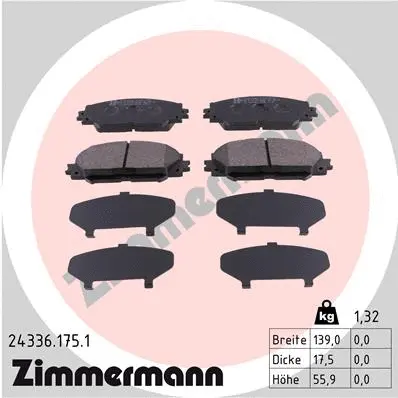 Kit de plaquettes de frein, frein à disque ZIMMERMANN 24336.175.1