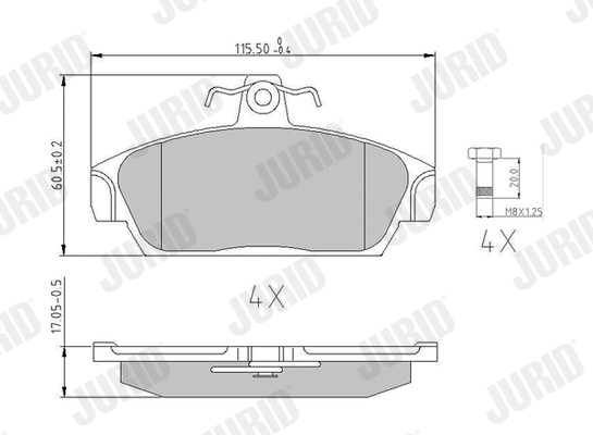 Kit de plaquettes de frein, frein à disque JURID 571436J
