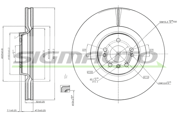 Disque de frein SIGMAUTO DBB534V
