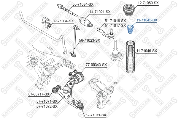 Butée élastique, suspension STELLOX 11-71045-SX