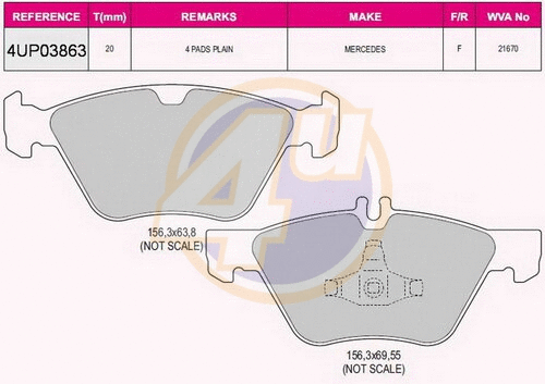 Kit de plaquettes de frein, frein à disque 4u 4UP03863