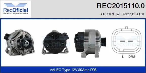 Alternateur RECOFICIAL REC2015110.0