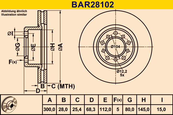 Disque de frein BARUM BAR28102