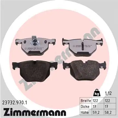 Kit de plaquettes de frein, frein à disque ZIMMERMANN 23732.970.1