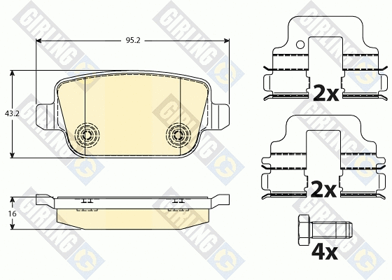 Kit de plaquettes de frein, frein à disque GIRLING 6117321