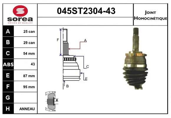 Jeu de joints, arbre de transmission STARTCAR 045ST2304-43