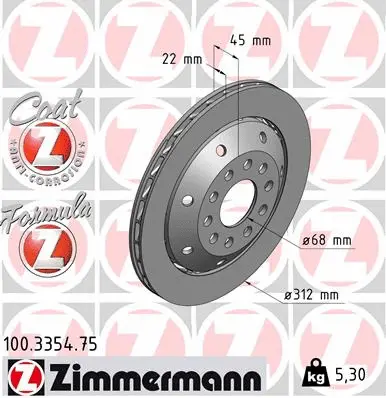 Disque de frein ZIMMERMANN 100.3354.75