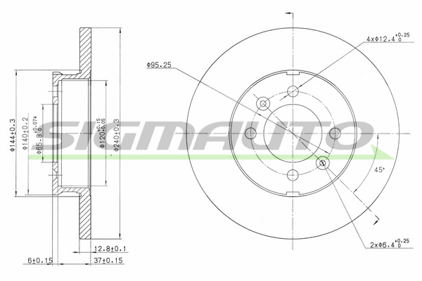 Disque de frein SIGMAUTO DBA123S