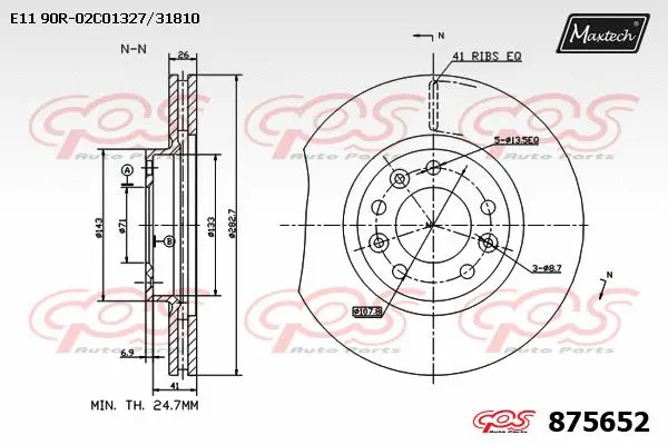 Disque de frein MAXTECH 875652