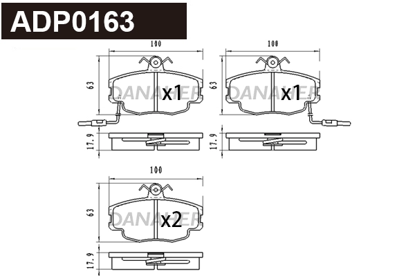 Kit de plaquettes de frein, frein à disque DANAHER ADP0163