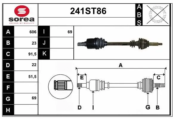 Arbre de transmission STARTCAR 241ST86