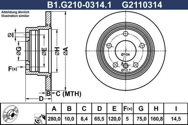 Disque de frein GALFER B1.G210-0314.1