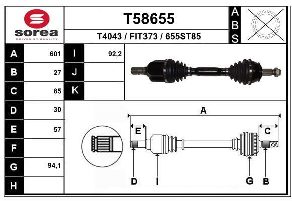 Arbre de transmission EAI T58655