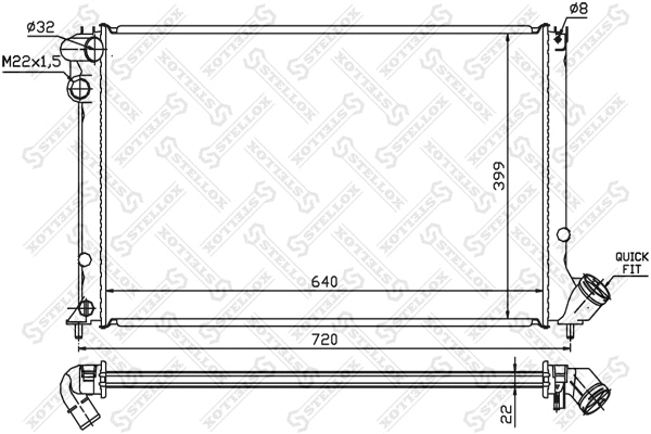 Radiateur, refroidissement du moteur STELLOX 10-25105-SX