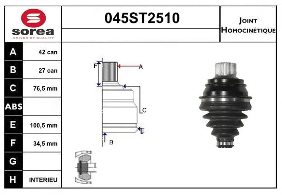 Jeu de joints, arbre de transmission STARTCAR 045ST2510