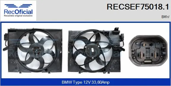 Moteur électrique, ventilateur pour radiateurs RECOFICIAL RECSEF75018.1
