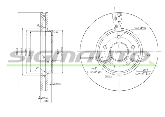 Disque de frein SIGMAUTO DBB136V
