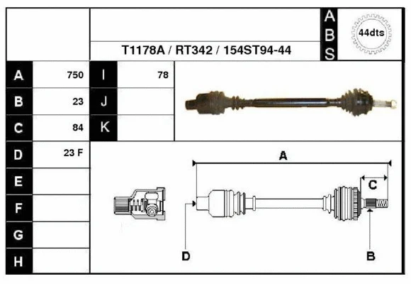 Arbre de transmission Technika 38154A