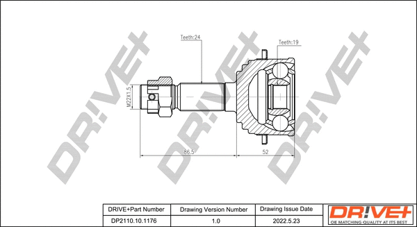 Jeu de joints, arbre de transmission Dr!ve+ DP2110.10.1176