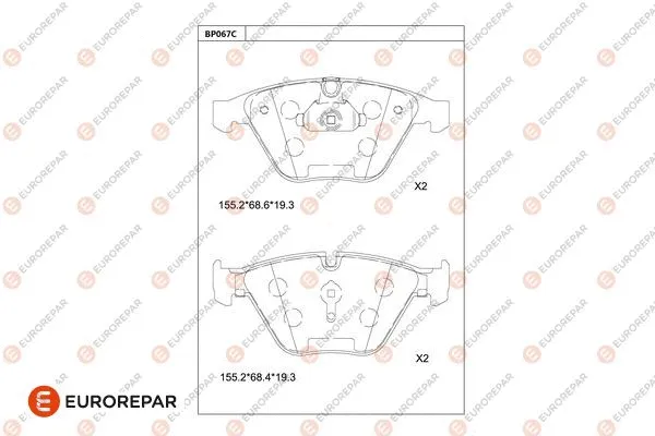 Kit de plaquettes de frein, frein à disque EUROREPAR 1681224080