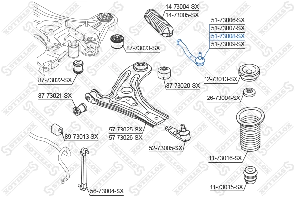 Rotule de barre de connexion STELLOX 51-73008-SX