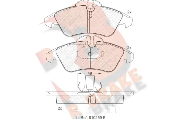Kit de plaquettes de frein, frein à disque R BRAKE RB1104