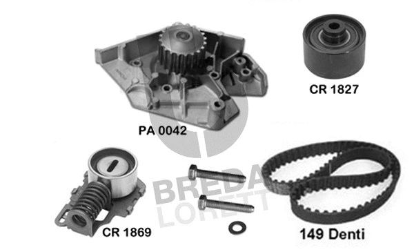 Pompe à eau + kit de courroie crantée BREDA LORETT KPA0112A