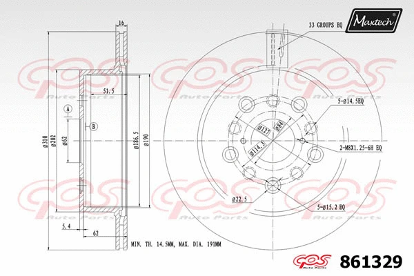 Disque de frein MAXTECH 861329