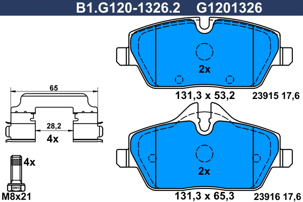 Kit de plaquettes de frein, frein à disque GALFER B1.G120-1326.2