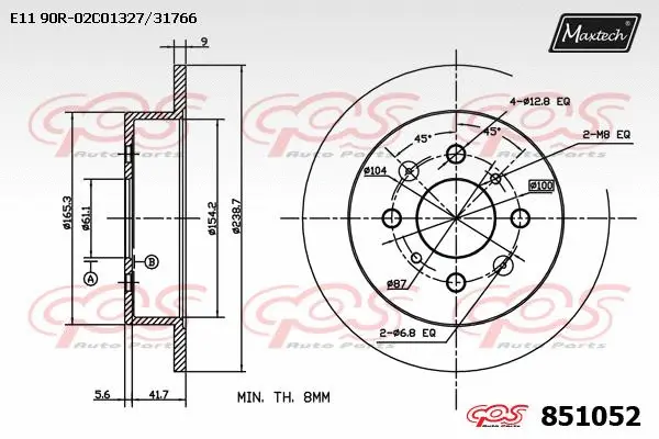 Disque de frein MAXTECH 851052