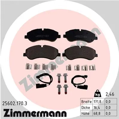Kit de plaquettes de frein, frein à disque ZIMMERMANN 25602.170.3