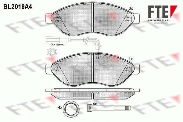 Kit de plaquettes de frein, frein à disque FTE 9010604