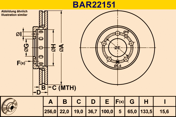 Disque de frein BARUM BAR22151