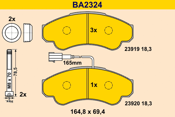 Kit de plaquettes de frein, frein à disque BARUM BA2324